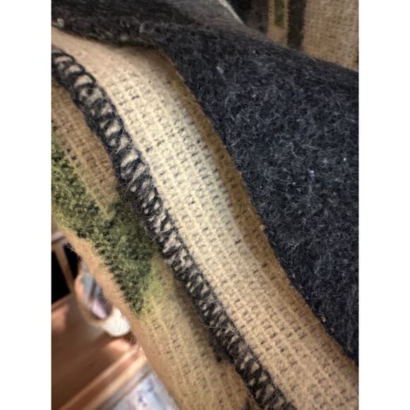 Vtg Alpaca WOOL blanket Peru large Peruvian throw warm seahawk color cabin - Picture 10 of 12